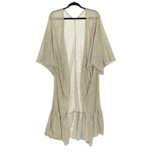 PEACH LOVE CALIFORNIA Kimono BEIGE PAISLEY Semi-Sheer Size LARGE